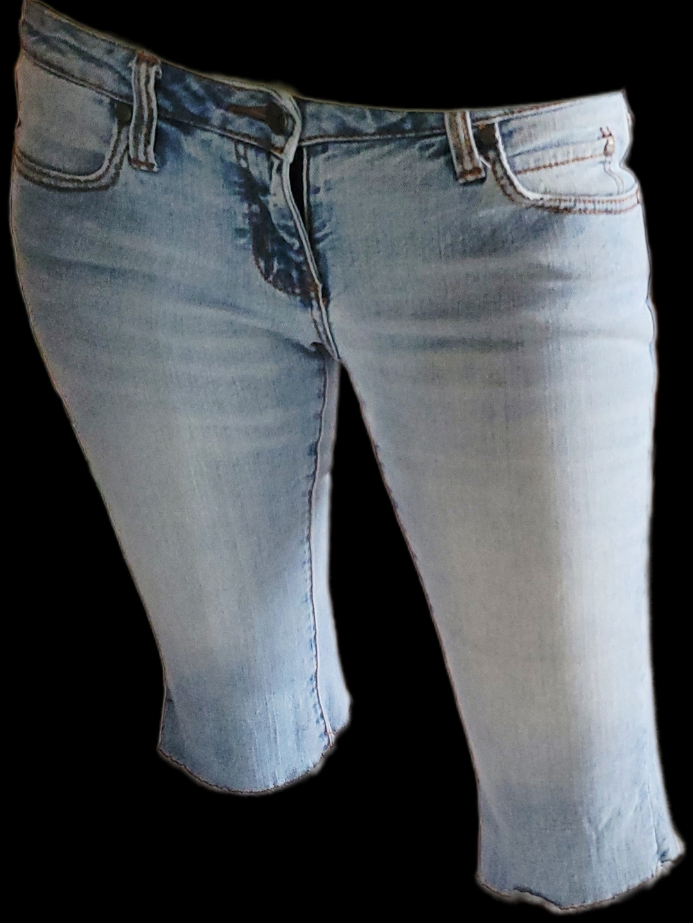 Retro Hint Brand Hip Hugger Knee Length Jean shorts